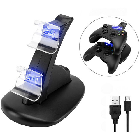 LED USB Dual Game Controller Charger Dock Station for Xbox One Gaming ► Photo 1/6