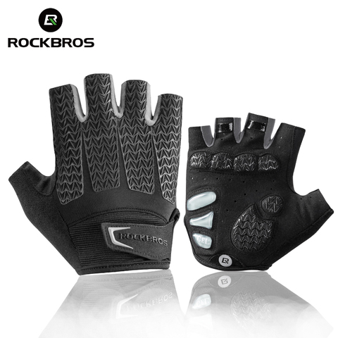 ROCKBROS Men's Cycling Gloves Mountain Bike Breathable Gloves Anti Slip Shock Absorbing Half Finger Road Racing Riding Gloves ► Photo 1/6