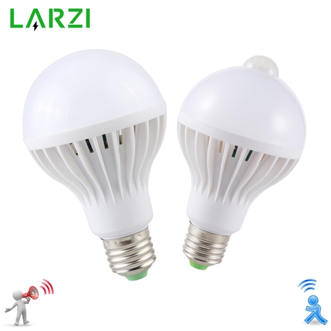 LARZI LED PIR Motion Sensor Lamp 3w 5w 220v Led Bulb 7w 9w Auto Smart Led PIR Infrared Body Sound Light E27 Motion Sensor Light ► Photo 1/6