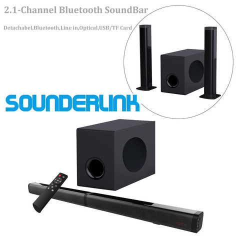 Sounderlink 2.1CH soundbar Bluetooth with subwoofer optical USB TF vitual 3D surround sound home theater system for TV ► Photo 1/6
