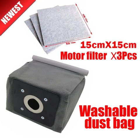 1pcs universal cloth bag+3Pcs motor filter washable reusable vacuum cleaner dust bags for Philips Electrolux LG Samsung etc ► Photo 1/6
