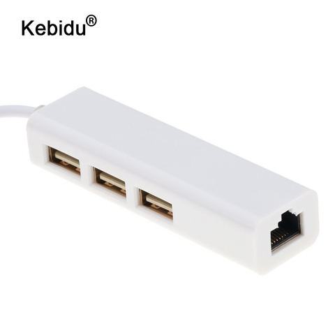 kebidu 3 Ports Type C to USB HUB to Ethernet LAN RJ45 Cable Adapter Network Card USB 3.1 2.0 Data Transfer Adapter for Macbook ► Photo 1/6