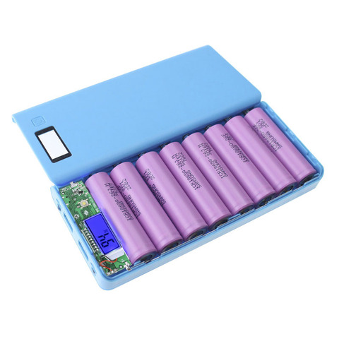 DIY 18650 Charger Power Bank Box Multi-color 8*18650 Battery Portable Case Power Bank Shell LCD Display External Box No Battery ► Photo 1/6