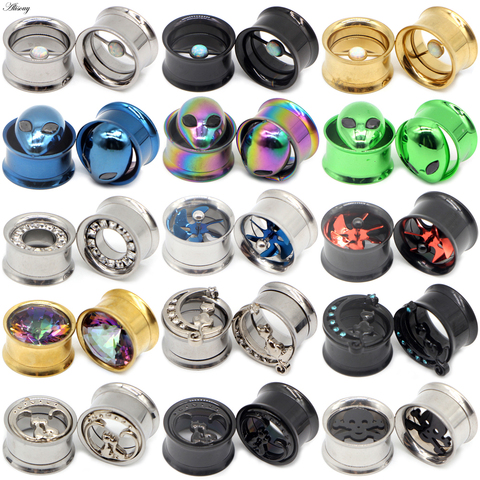 2Pc Stainless Steel Anodized Double Flared Internally Thread Screw Fit Ear Flesh Tunnel Plug Ear Gauge Expander Piercing Jewelry ► Photo 1/6