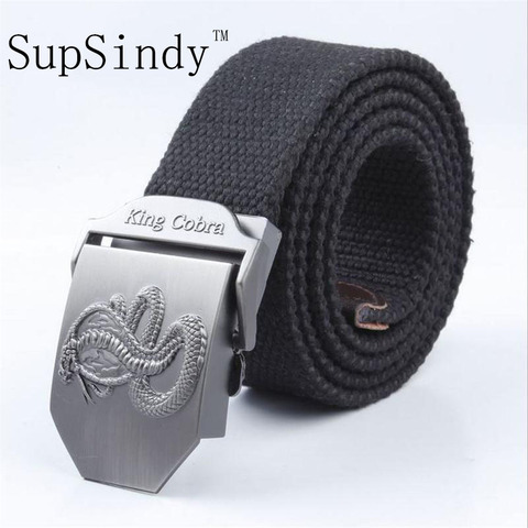 SupSindy men's canvas belt King Cobra buckle military jeans belt Army tactical belts for Male top quality men strap Army green ► Photo 1/6