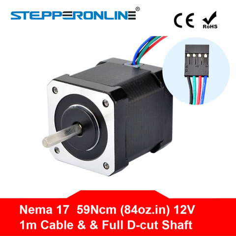 Nema 17 Stepper Motor 48mm Full D-cut Shaft Nema17 Motor 42BYGH 2A 4-lead (17HS4801) Motor 1m Cable for 3D Printer ► Photo 1/5