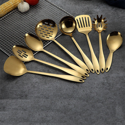1PC Gold Titanium Stainless Steel Cooking Tools Spoon Shovel Cookware Kitchen Tools Cocina Utensilios Spatula Ladle Kitchenware ► Photo 1/5