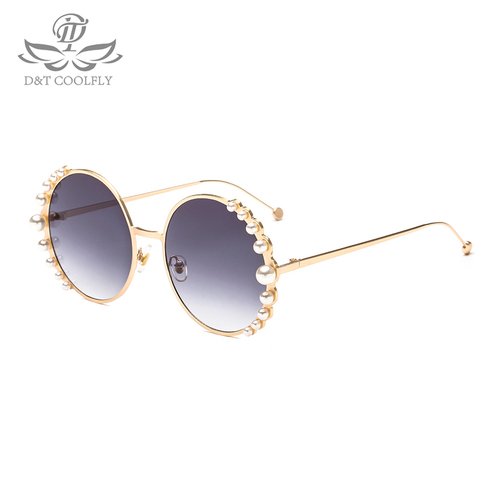 2022 New Luxury Pearl Sunglasses Women Fashion Metal Frame Round Sunglasses Brand Designer Mirror Pearl Sun Glasses UV400 ► Photo 1/6