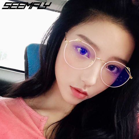 Seemfly 2022 Metal Cat Ear Reading Glasses Women Clear Lenses Presbyopia Eyeglasses Flat Mirror Reader Eyewear 0 To +4.0 Unisex ► Photo 1/6