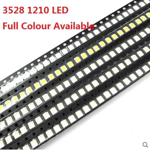 100pcs 3528 1210 Blue Red Yellow White Green Purple Light Diode 1210 SMD LED Super Bright high quality 3528 LED bead 3.5*2.8mm ► Photo 1/2