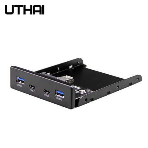 UTHAI G07 4 Ports multi Type-C USB 2.0 USB 3.0 Hub Bracket Adapter for Desktop 3.5 Inch Floppy Splitter Front Panel Combo ► Photo 1/6
