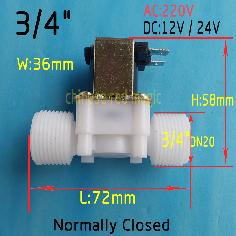 3/4\" DC 12V PP N/C Electric Solenoid Valve Water Control Diverter Device 
