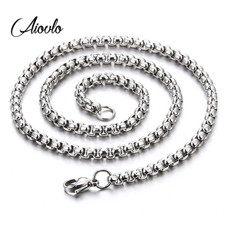 Stainless Steel Basic Chains Round Box Bead Ball Link Chain Necklace  Unisex Men Jewels  2mm/3mm/4mm/5mm Width Long Necklace ► Photo 1/6