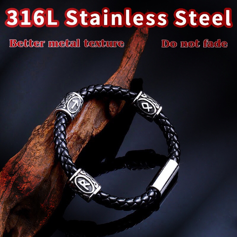 Beier 316L Stainless Steel 24pcs Runes Charms Beads Norse Viking Pagan Aromatherapy Amulet Odin  DIY Bracelets Bangles jewelry ► Photo 1/6