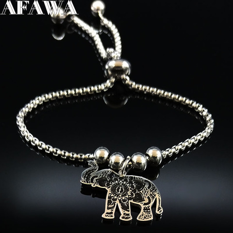 2022 Flower of Life Elephant Stainless Steel Bracelet Women Black Bead Bracelets & Bangles Jewelry bracelet femme B18349 ► Photo 1/6
