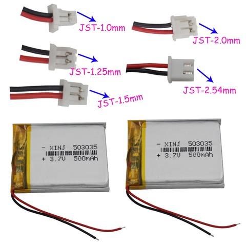 XINJ 3.7V 500mAh Lithium Polymer Battery 2pin 1.0/1.25/1.5/2.0/2.54mm plug For GPS Car DVR Camera MP3/MP4 Car navigation 503035 ► Photo 1/4