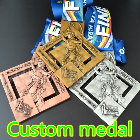 Custom gold silver run medal,personalized Antique bronze honor runner sport medals,City Game Competition club award medal ribbon ► Photo 1/6