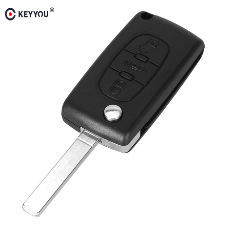 KEYYOU 3 Buttons Flip Folding Remote Control Key Shell Car Key Case Fob Cover For Peugeot 307 308 407 607 CE0536 Without Groove ► Photo 1/6