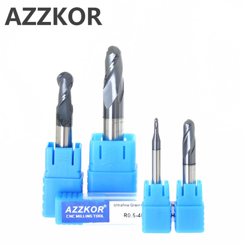 Milling Cutter Alloy Coating Tungsten Steel Tool Cnc Maching Hrc50  Ball Nose Endmills  AZZKOR Top Milling CutterMachine Endmill ► Photo 1/6