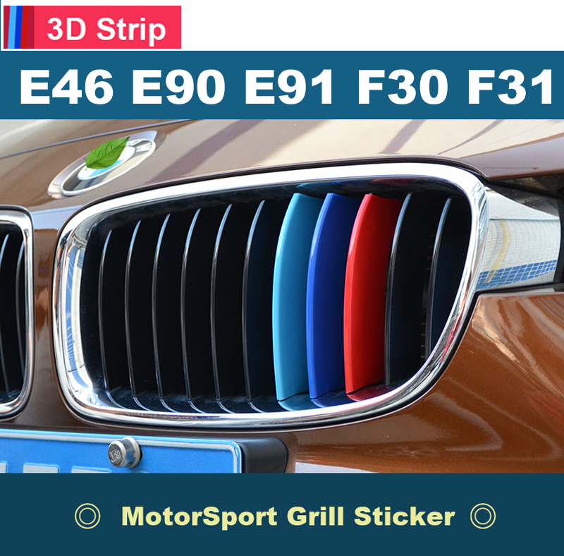 Car Front Grille Stripes M Sport Strips Grill Cover Performance Clip  Stickers for BMW 3 Series E46 E90 E91 E92 E93 F30 F31 F35 - Price history &  Review