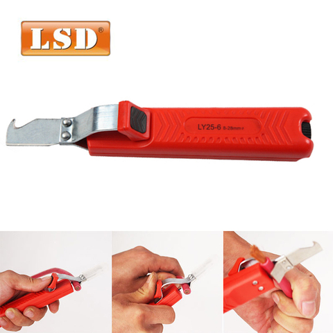LY25-6 wire stripper knife PVC,rubber,PTFE silicone 8-28mm cable stripping knife mini electrician knife ► Photo 1/4