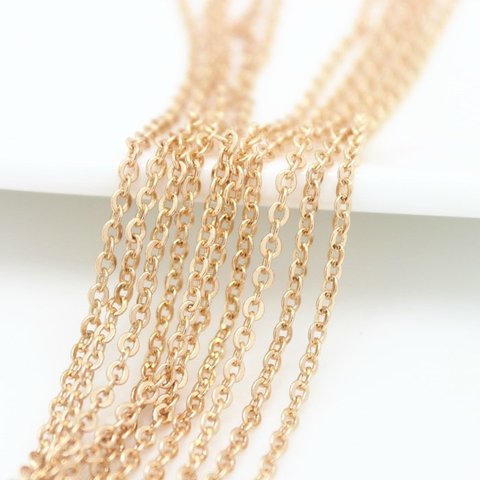 2Meter width:1.5MM 2MM 24K Champagne Gold Color Plated Brass Flat Oval Chains Necklace Chains High Quality Jewelry Accessories ► Photo 1/6