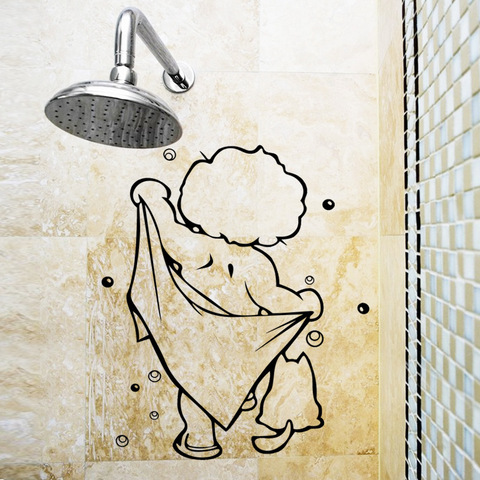 Cartoon Cute Kids Bathing Wall Stickers Glass Door Window Waterproof Decor Art Mural Baby Shower Bathroom Vinyl Sticker Decals ► Photo 1/6