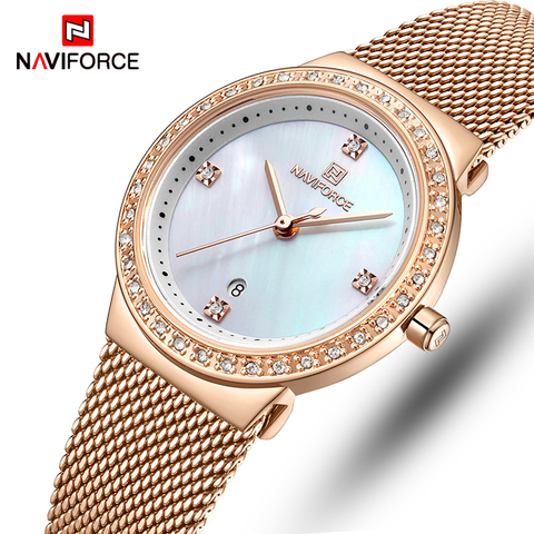 Women Watch NAVIFORCE Fashion Casual Quartz Watches Ladies Waterproof Wristwatch Stainless Steel Girl Clock Relogio Feminino ► Photo 1/6