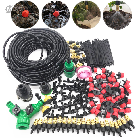 MUCIAKIE  10M 15M 20M 25M 30M Garden Watering Irrigation System Watering Kit with PVC Hose Misting Sprinkler Dripper Tee Adaptor ► Photo 1/6
