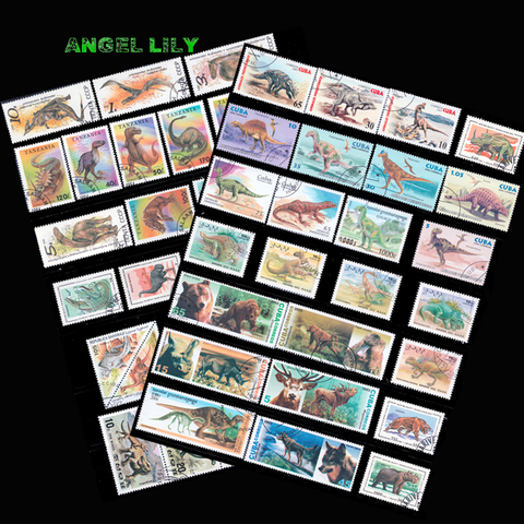 Wholesales 50 PCS/lot Topic Dinosaurs  From The World Wide Used With Post Mark Postage Stamps Collecting ► Photo 1/3