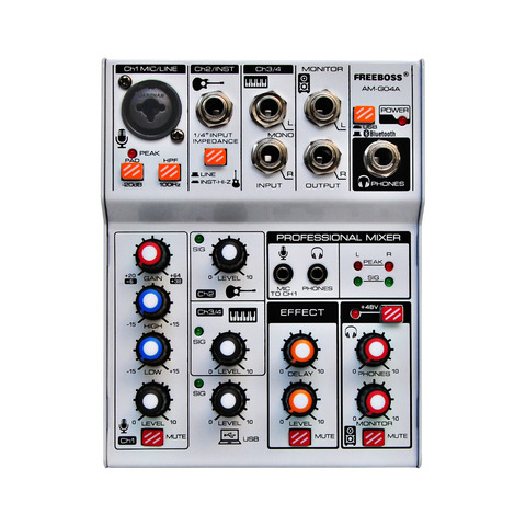 Freeboss AM-G04A USB Bluetooth Record Computer Playback 4 Channels Mic Line Insert Stereo Professional Audio Mixer ► Photo 1/6