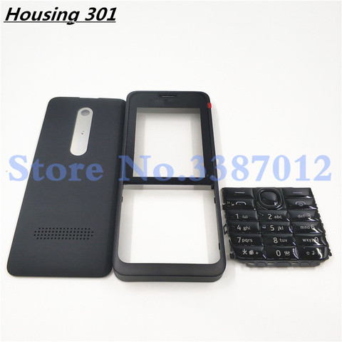 For Nokia Asha 301 n301 Dual card version Housing Cover Door Frame + Battery Back cover + English Keypad + Logo Free Shipping ► Photo 1/1