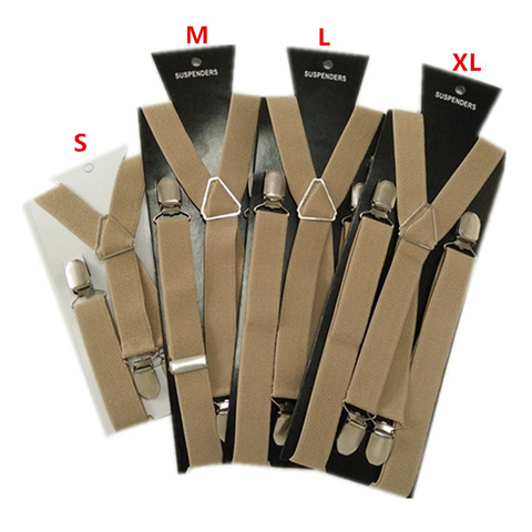 BD002-Light khaki tan braces 4 clips Men Suspenders 4 sizes for boys and girls men and women X-back suspenders ► Photo 1/6