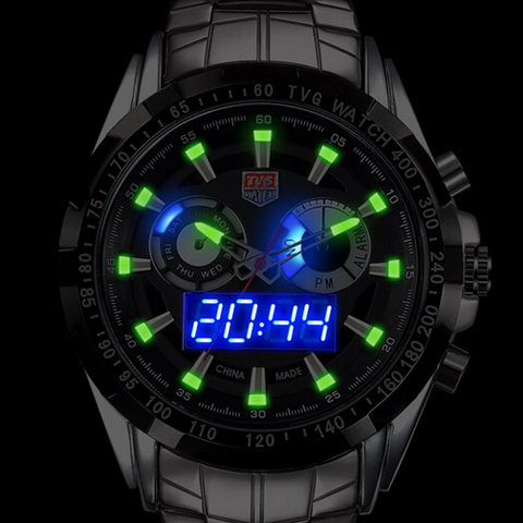 TVG Men Watch Quartz Wrist Watches Dress Male LED Clock Famous Luxury Brand Stainless Steel Quartz-watch Relogio Gift Boxes ► Photo 1/6