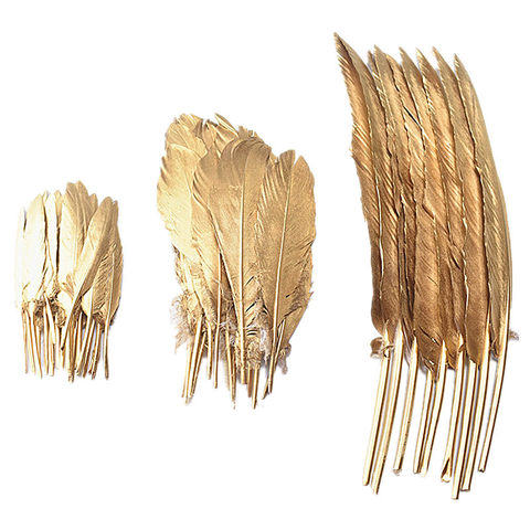 Wholesale 10-100-500pcs Gold Color Goose/Duck/Turkey Feathers DIY  wedding Decoration Accessories Plumes DIY feathers for crafts ► Photo 1/6