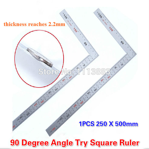1PC  Stainless Steel 250 x 500mm Bladed L Angle Try Square Measure Ruler Angle Rule Carpenter's Square ► Photo 1/5