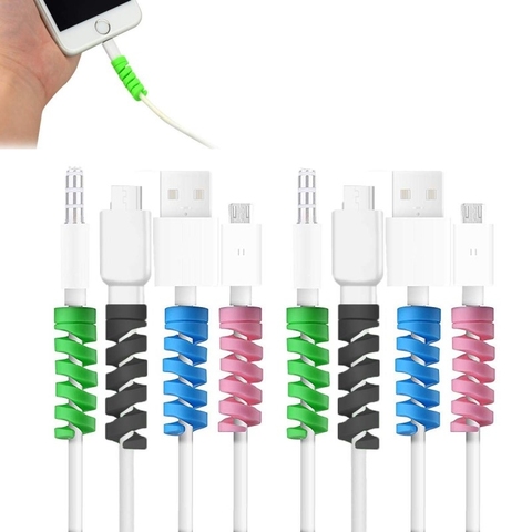 10 Pcs Cable Protector Cable Saver Flexible Silicone Spiral USB Cord Protector for iPhone Headphone Computer Cable ► Photo 1/6