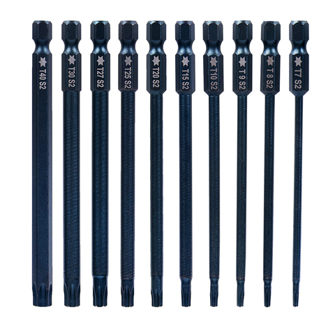 10pcs T7-T40 Magnetic Torx Screwdriver Bits 1/4 Inch Hex Electric Security Screwdriver Drill Set with Hole Hand Tool ► Photo 1/6