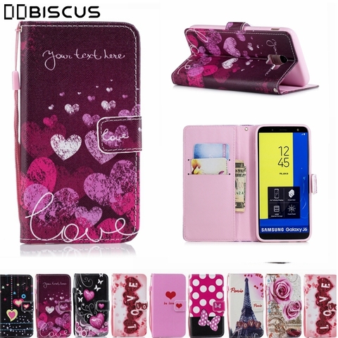 Fashion LOVE Leather Wallet Flip Cover For Samsung Galaxy J4 J6 A6 Plus S20 Ultra A7 A9 2022 J2 Core S10 Note 9 10 Lite Case ► Photo 1/6