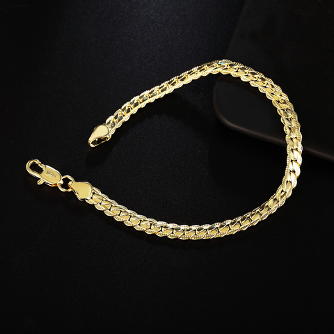 fashion Gold color Silver color 5MM Men Jewelry charm women lady chain Bracelets free shipping wedding party gifts H199 ► Photo 1/5