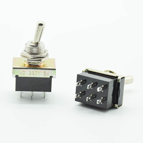 2pcs six 6 Terminals Heavy Metal Toggle Switches ON ON Kit Classic Car AC 220V 3A 12 mm mounting holes two positions ► Photo 1/3