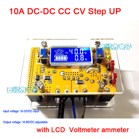 10A DC-DC Boost Converter CC CV 10-32V Step-up to 10-60v 12v 24v 19v 36v 48v Power Supply + LCD Digital Voltmeter ammeter ► Photo 1/1