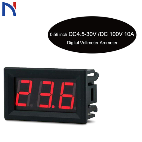 0.56inch Mini Digital Voltmeter Ammeter DC 100V 10A Voltmeter Current Meter Tester Blue+Red Dual LED Display Green Red Yellow ► Photo 1/6