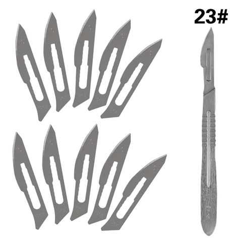 10 pc 20#--23# Carbon Steel Surgical Scalpel Blades + 1pc 4# Handle Scalpel DIY Cutting Tool PCB Repair Animal Surgical Knife ► Photo 1/6