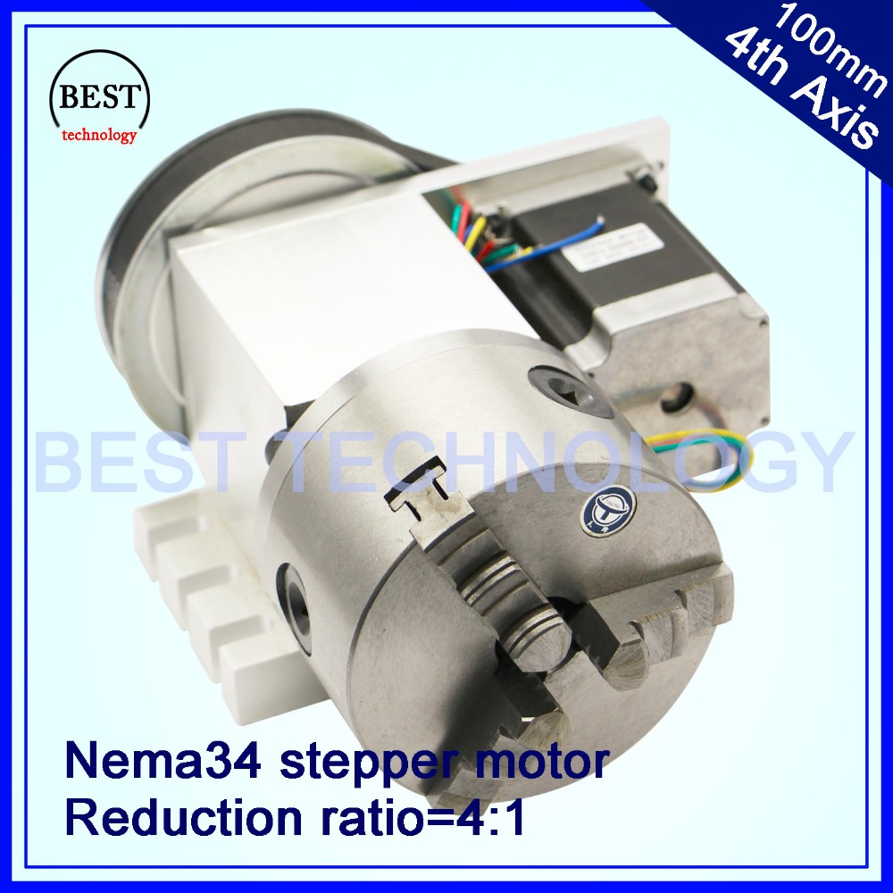 Router Rotary A 4th-Axis Nema34 3Jaw 4Jaw 100MM Chuck Ratio 4:1 Rotational Axis 