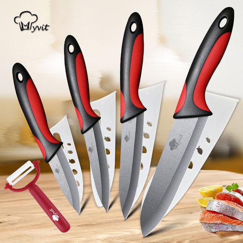 Kitchen Ceramic Knife 3 4 5 6 inch + Peeler Chef Paring Utility Slicing Fruit Vegetable Knife Black Blade Kitchen Cooking Tool ► Photo 1/6