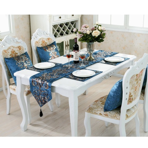 Blue european-style table runner camino de mesa runner weding decoration table runners home decoration accessories ► Photo 1/5