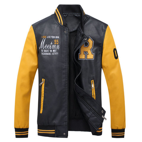 drop shipping men autumn leather jackets and coats fashion printed pu outwear overcoat LBZ12 ► Photo 1/5