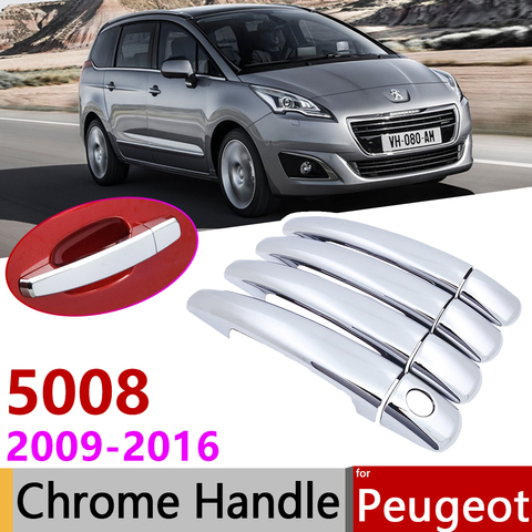 for Peugeot 5008 2008~2016 Chrome Door Handle Cover Car Accessories Stickers Trim Set 2009 2010 2011 2012 2013 2014 2015 ► Photo 1/6