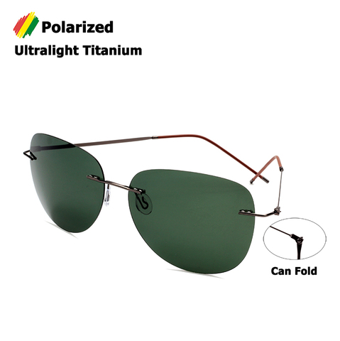 JackJad Men Ultralight Titanium Polarized Folding Hinge Sunglasses Rimless Aviation Style Brand Design Sun Glasses Oculos De Sol ► Photo 1/6